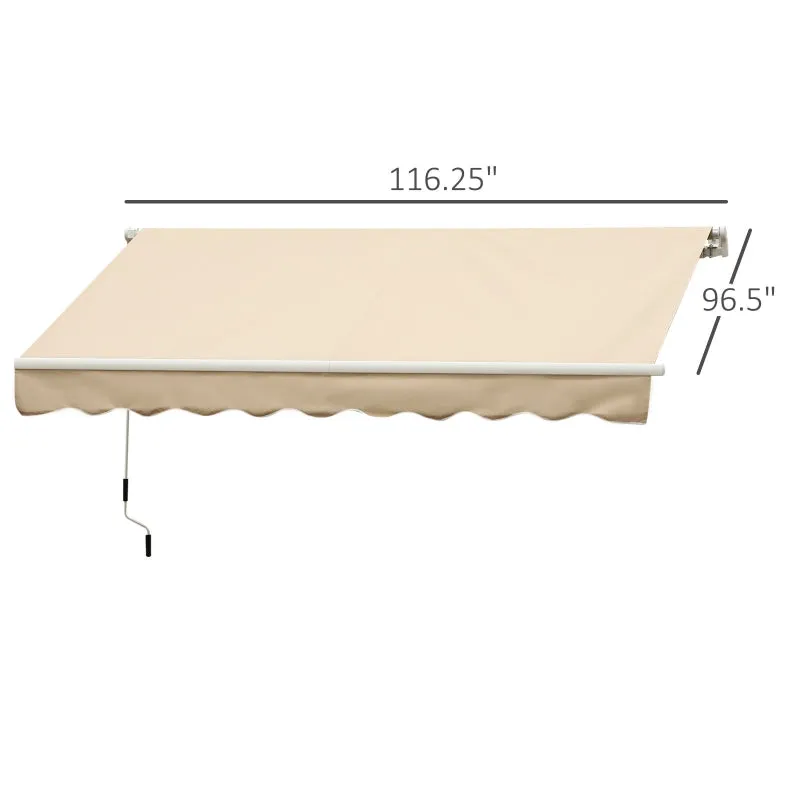 10’x8’ Manual Retractable Sun Shade Patio Awning - Beige