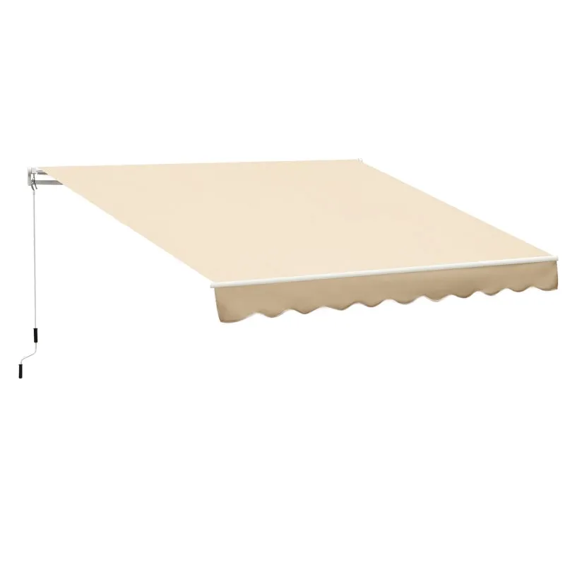 10’x8’ Manual Retractable Sun Shade Patio Awning - Beige