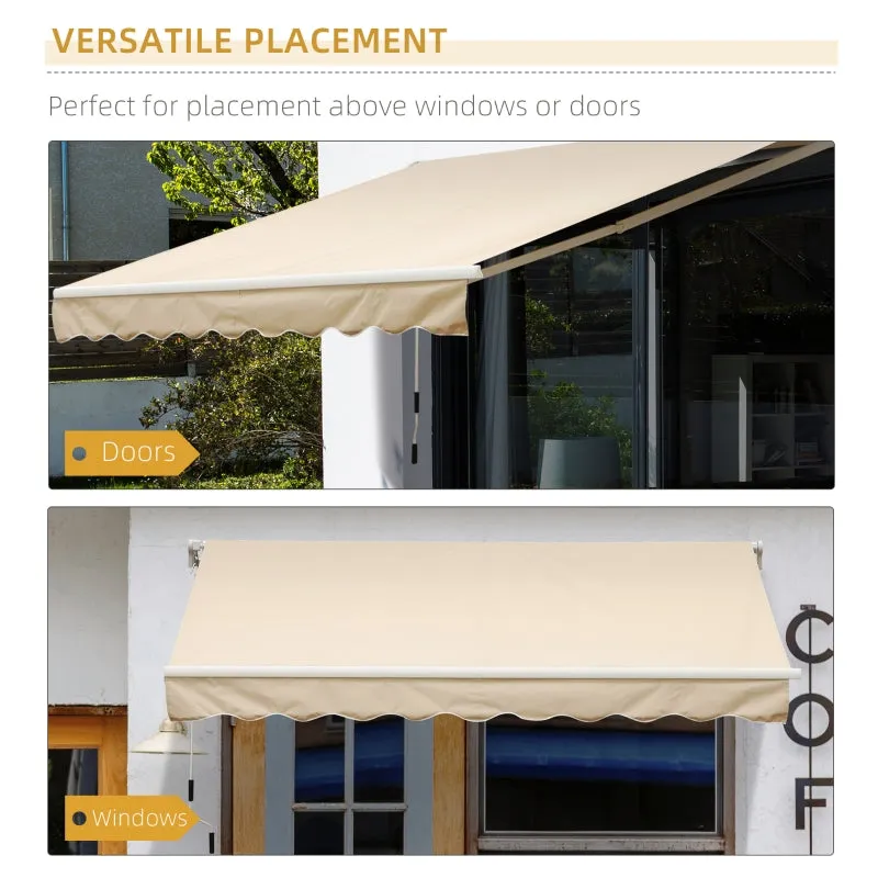 10’x8’ Manual Retractable Sun Shade Patio Awning - Beige