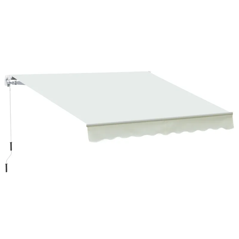 10’x8’ Manual Retractable Sun Shade Patio Awning - Cream White