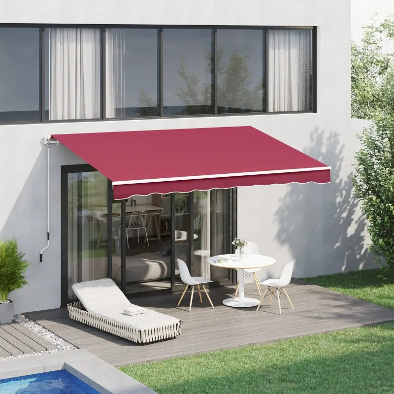 10’x8’ Manual Retractable Sun Shade Patio Awning - Wine Red