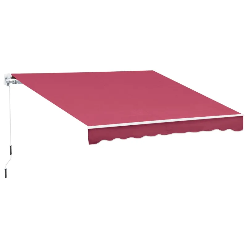 10’x8’ Manual Retractable Sun Shade Patio Awning - Wine Red