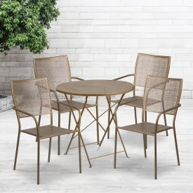 30RD Gold Fold Patio Set CO-30RDF-02CHR4-GD-GG