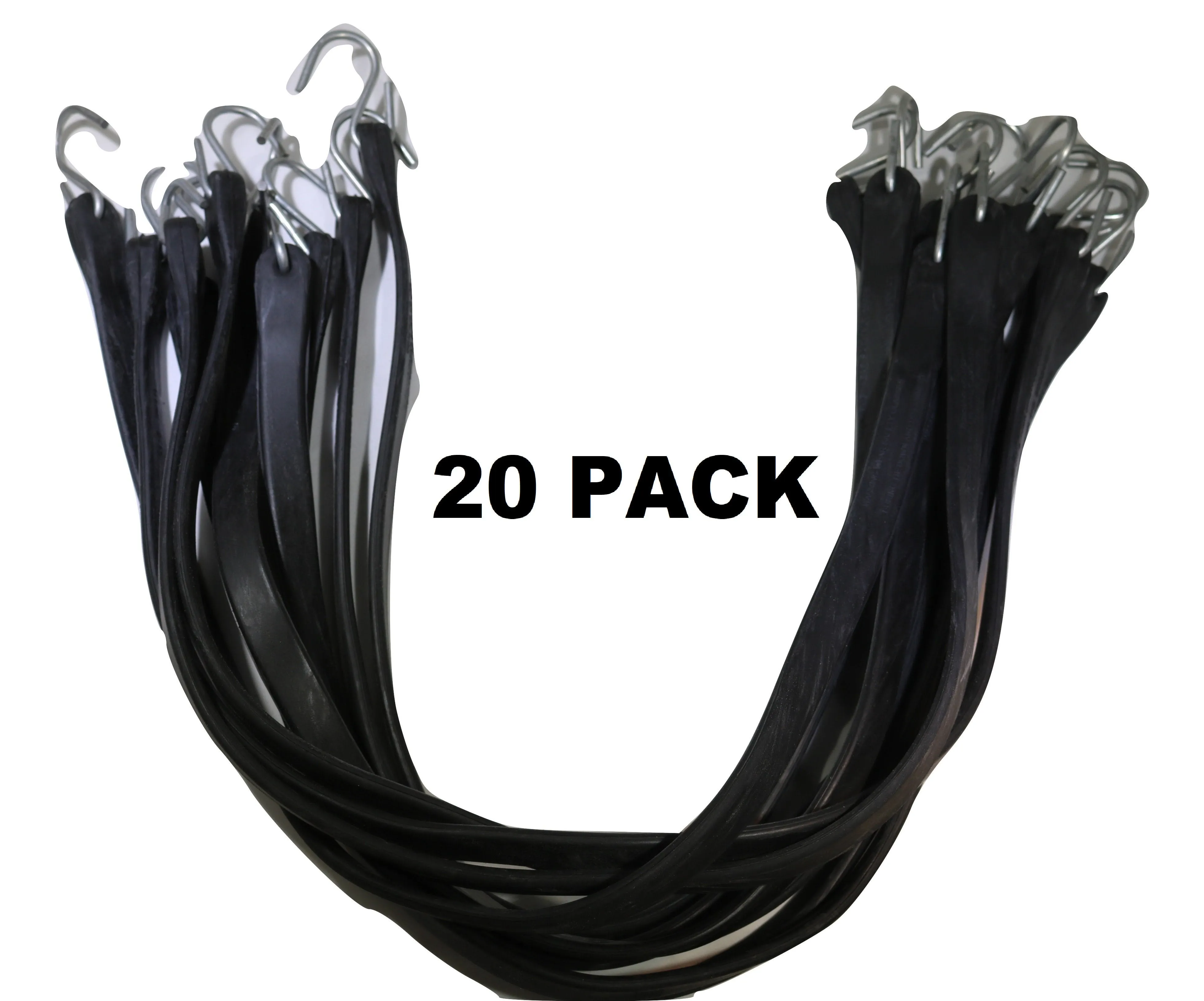 31 Inch Rubber Tarp Straps w/ Crimped S Hooks | 20 PACK