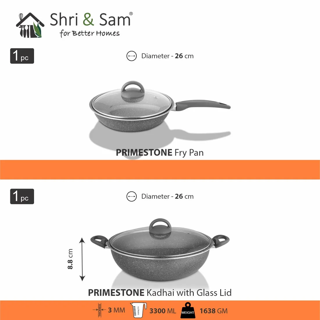 Aluminium 2 PCS Non-Stick FAMILY Cookware Set Primestone