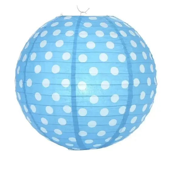 Baby Blue Polka Dot Paper Lantern - 14"