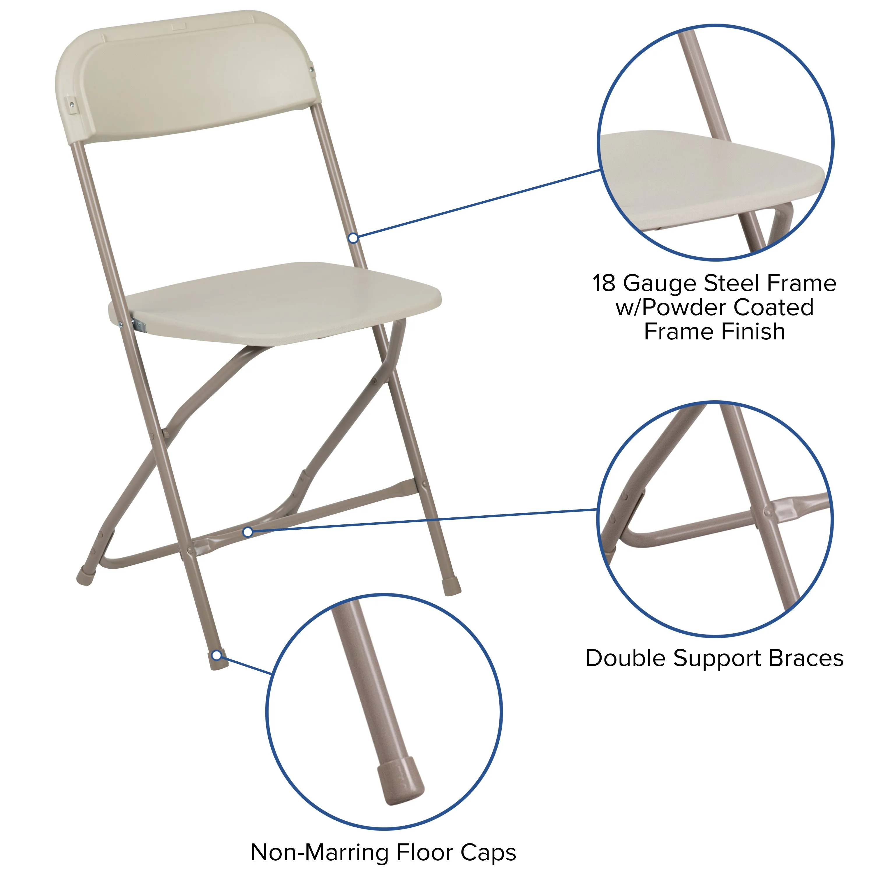 Beige Plastic Folding Chair 2-LE-L-3-BEIGE-GG