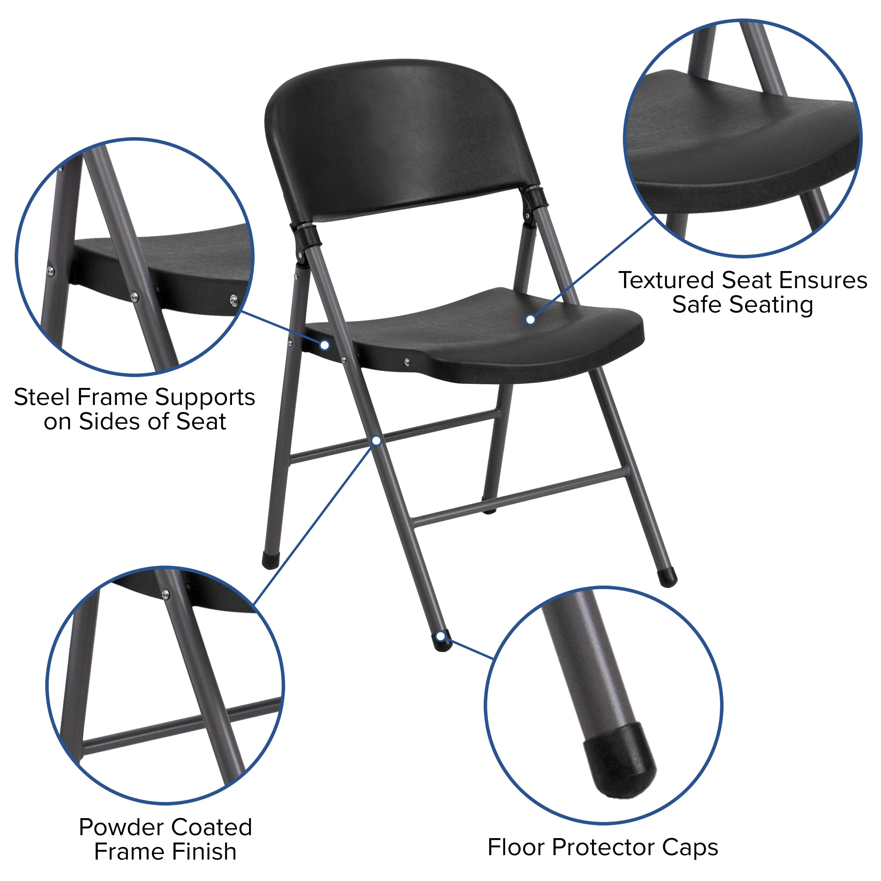 Black Plastic Folding Chair 2-DAD-YCD-50-GG