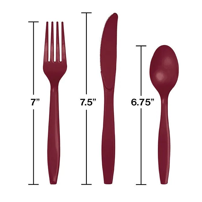 Bulk Burgundy Assorted Plastic Cutlery (288 per Case)