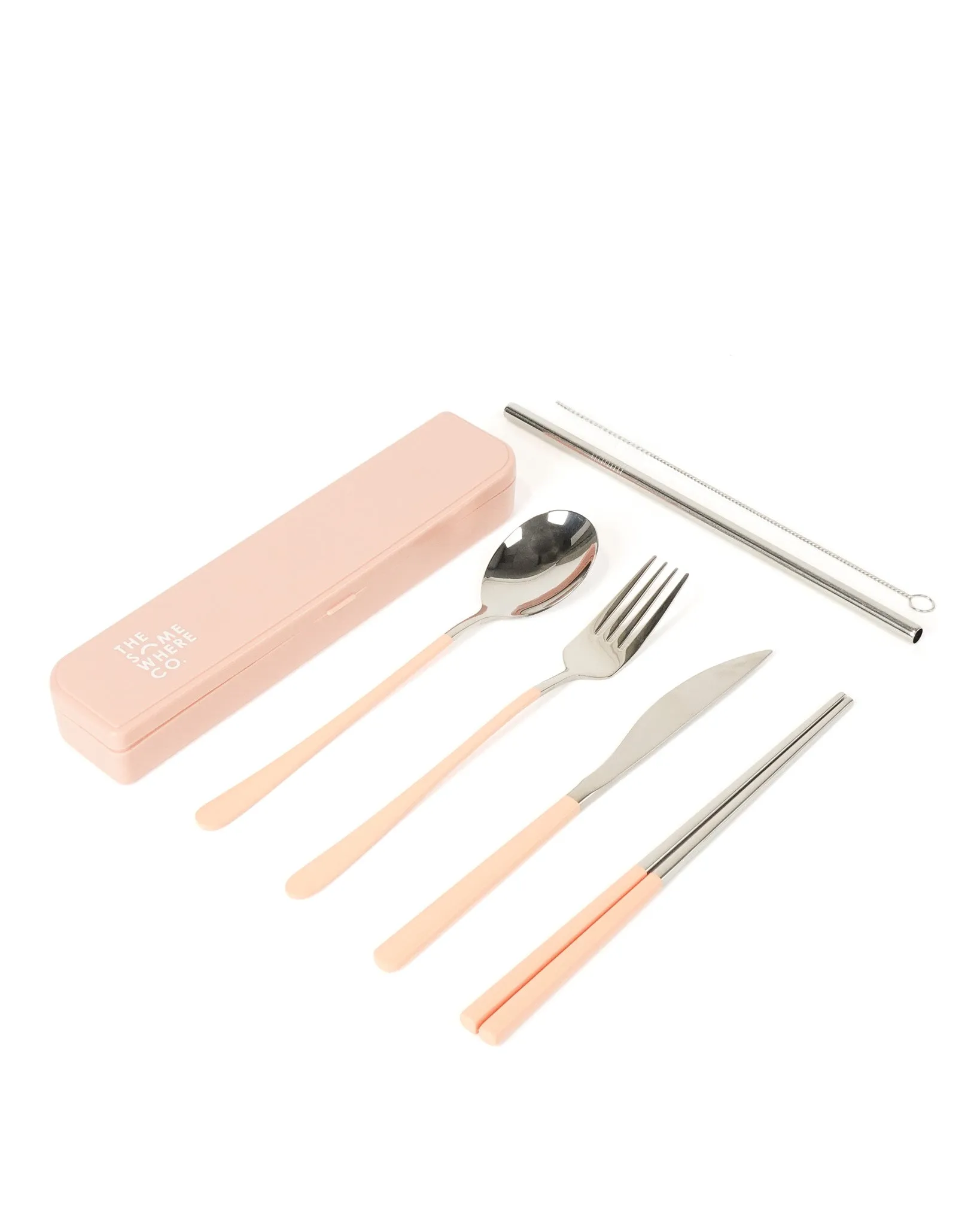 Cutlery Kit - Silver with Blush Handle