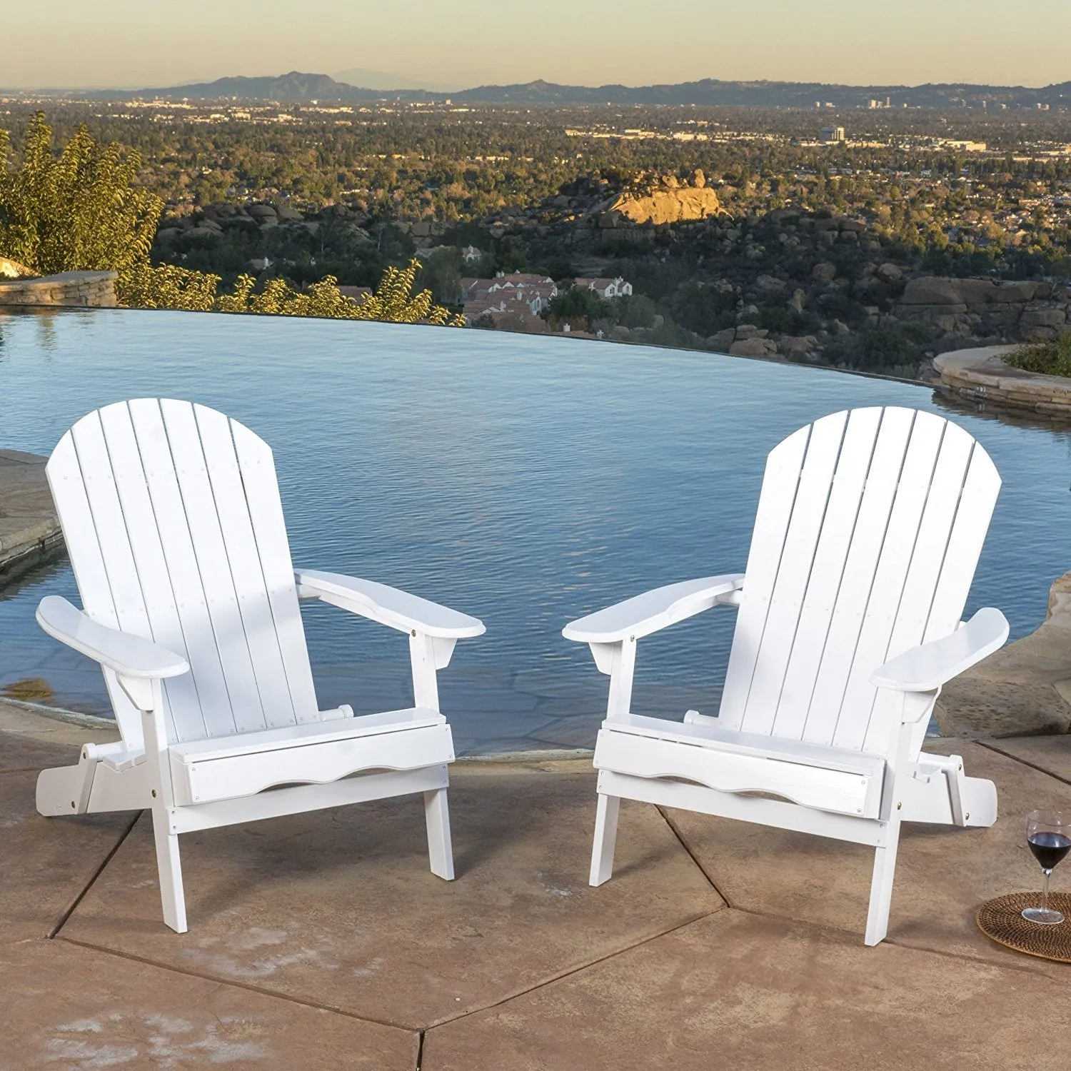 Denise Austin Home Milan Outdoor Folding Wood Adirondack Chair (Set of 2)