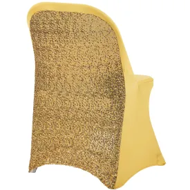 Folding Glitz Sequin Spandex Chair Cover - Gold