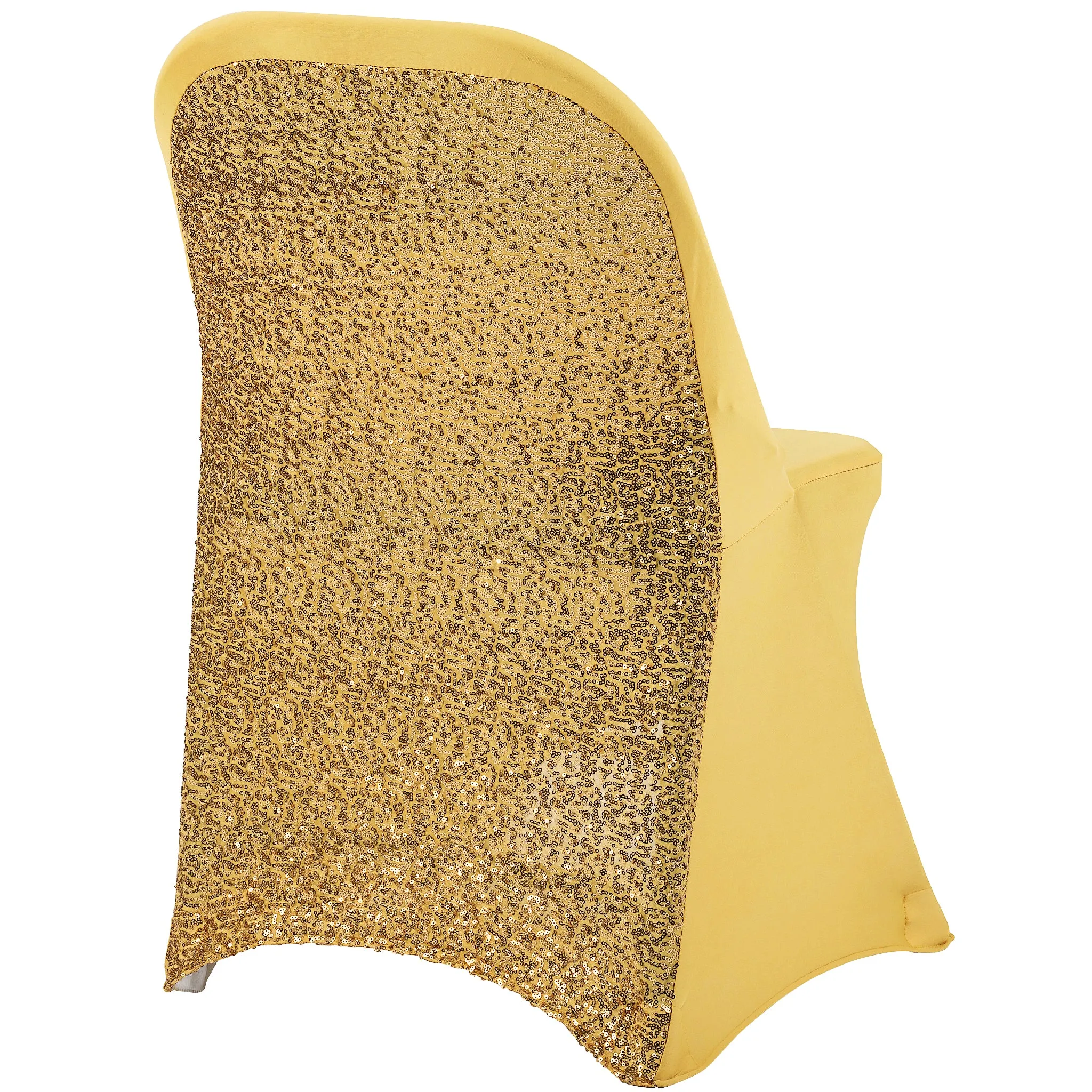 Folding Glitz Sequin Spandex Chair Cover - Gold