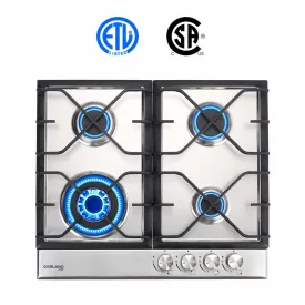 Gasland Chef 24" GH60SF Built-in Gas Stove Top, Stainless Steel LPG, Natural Gas Cooktop, 4 Sealed Burners, ETL