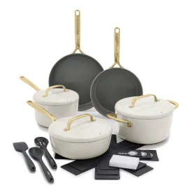 GP5 Colors Ceramic Nonstick 11-Piece Cookware Set with Champagne Handles | Cloud Cream