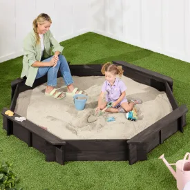 Kid's Wooden Octagonal Sandbox w/ Sand Cover, 4 Reinforced Benches, 8 Seats