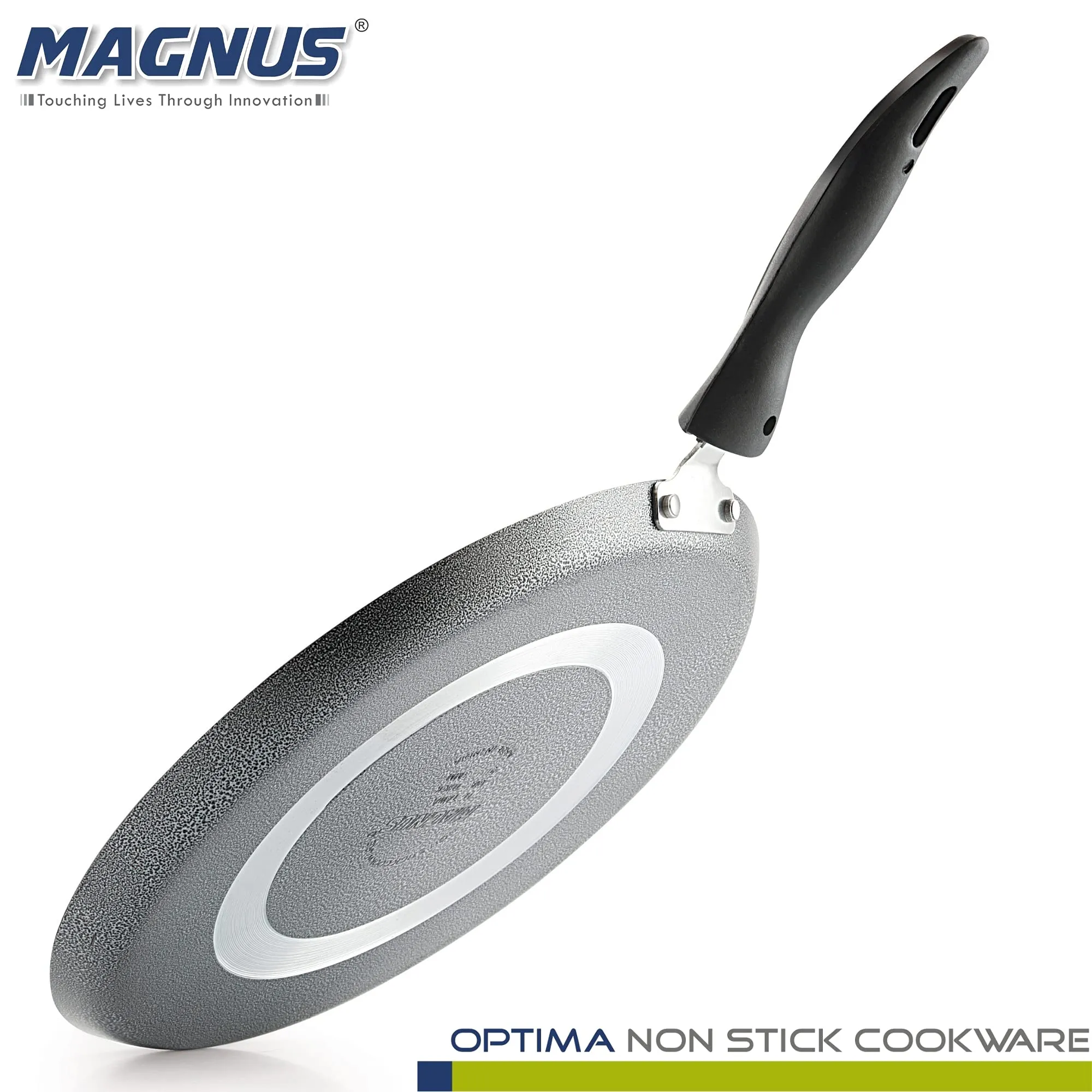 Magnus Optima Non-Stick Aluminum Dosa/Roti Tawa, Gas Stove Compatible,300 mm, 3 mm Thickness, (Grey & Black)