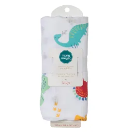 Pebblesaurus Dinosaur Swaddle Muslin Blanket