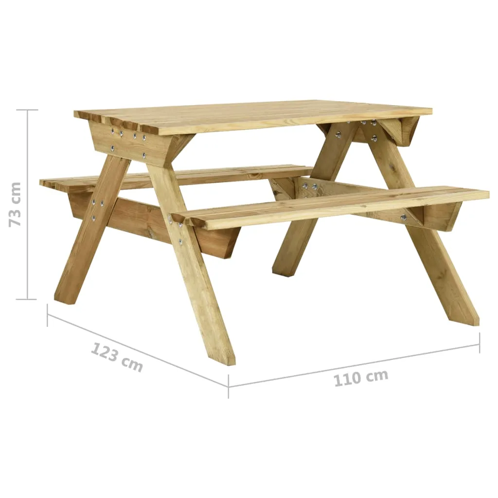 Picnic Table with Benches 110x123x73 cm Impregnated Pinewood