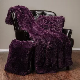 Purple Fur Throw and Pillow Set