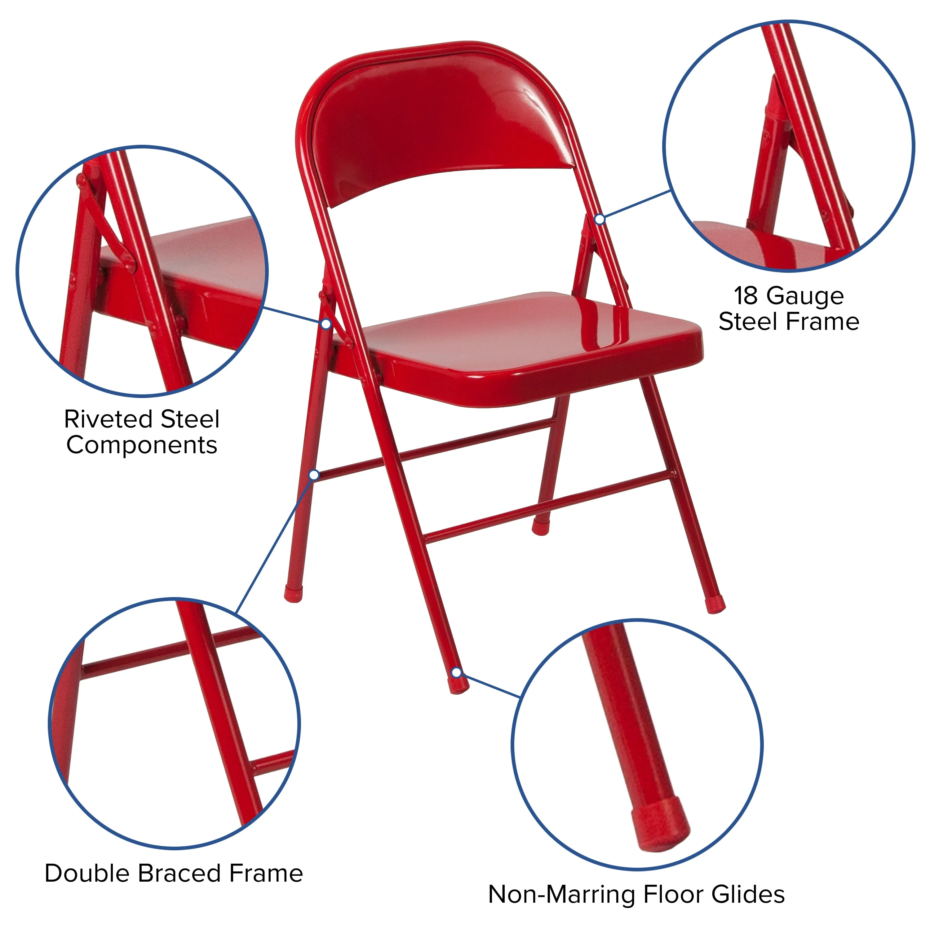 Red Metal Folding Chair 2-BD-F002-RED-GG