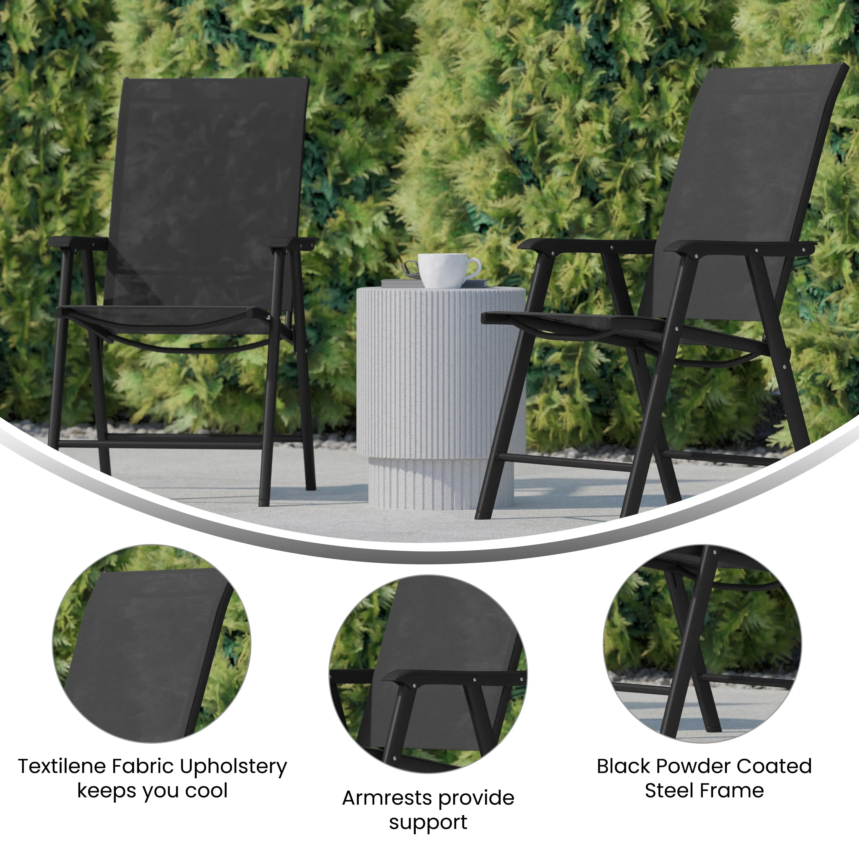 Set of 2 Modern Patio Folding Chairs