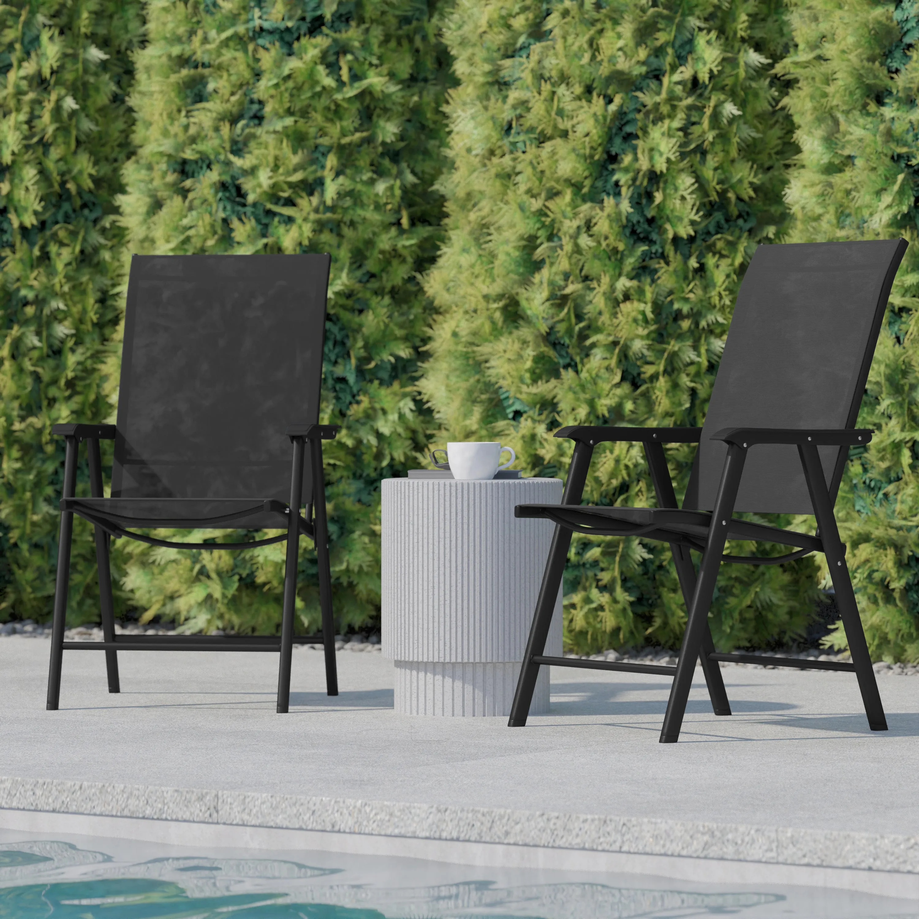 Set of 2 Modern Patio Folding Chairs