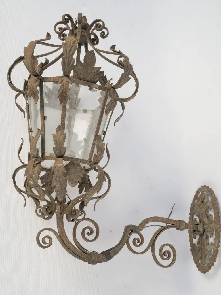 Set of 5 19th-century Italian outdoor wall lanterns w/ scrolls & leaves 23¾"