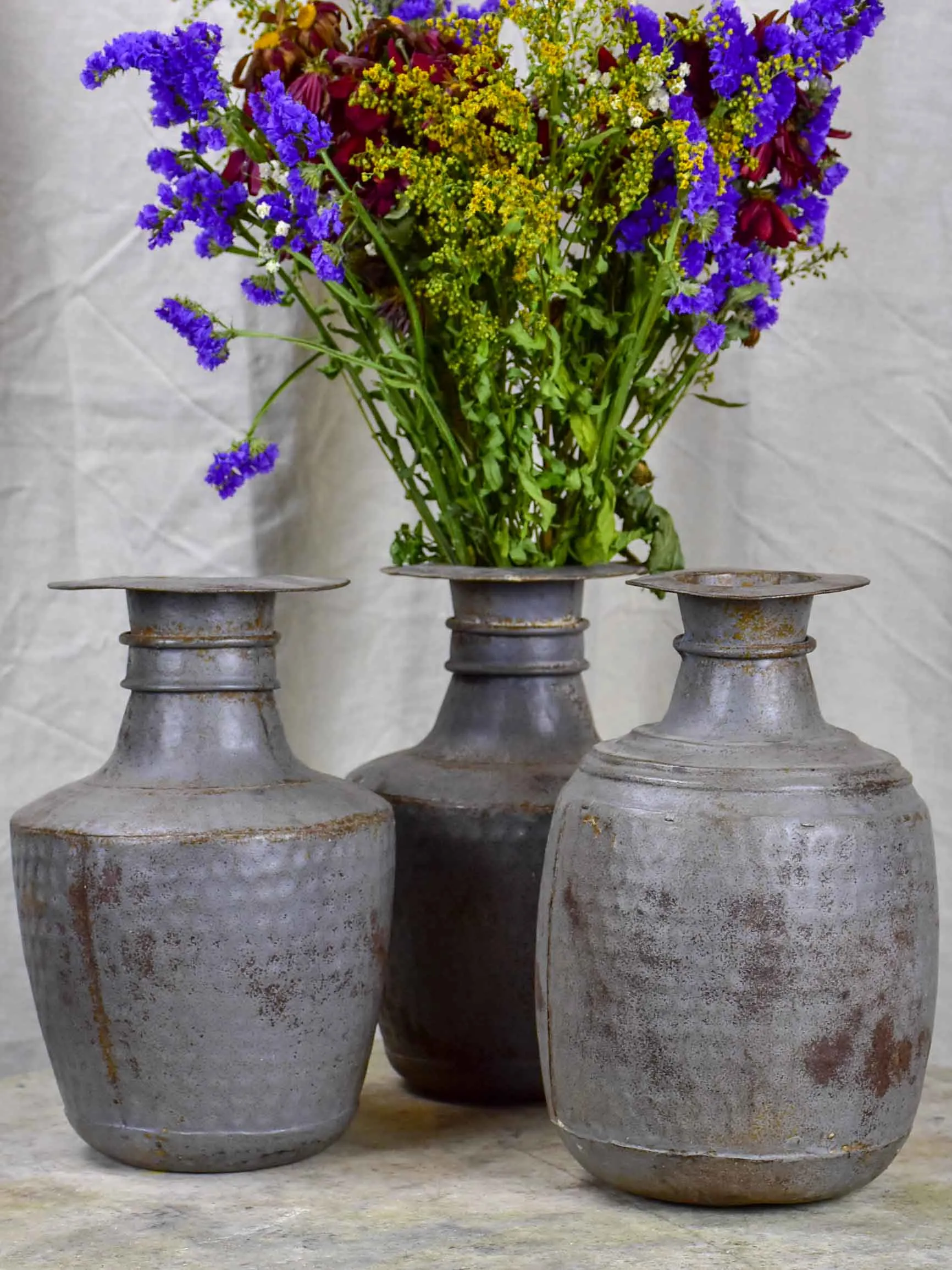 Three antique milk / water jugs from India