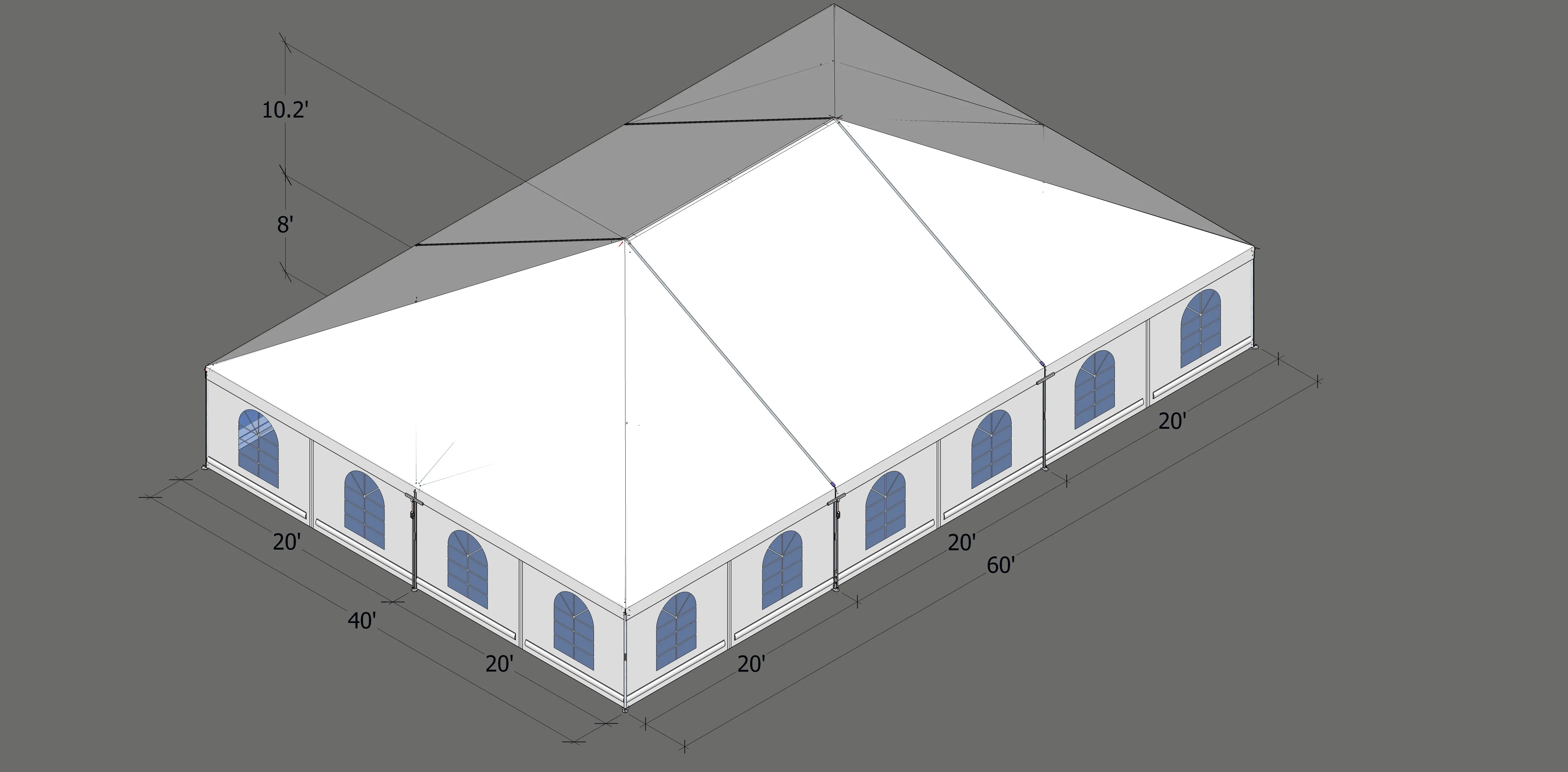 Turbotrack Tent, 40' x 60' French Window Walls