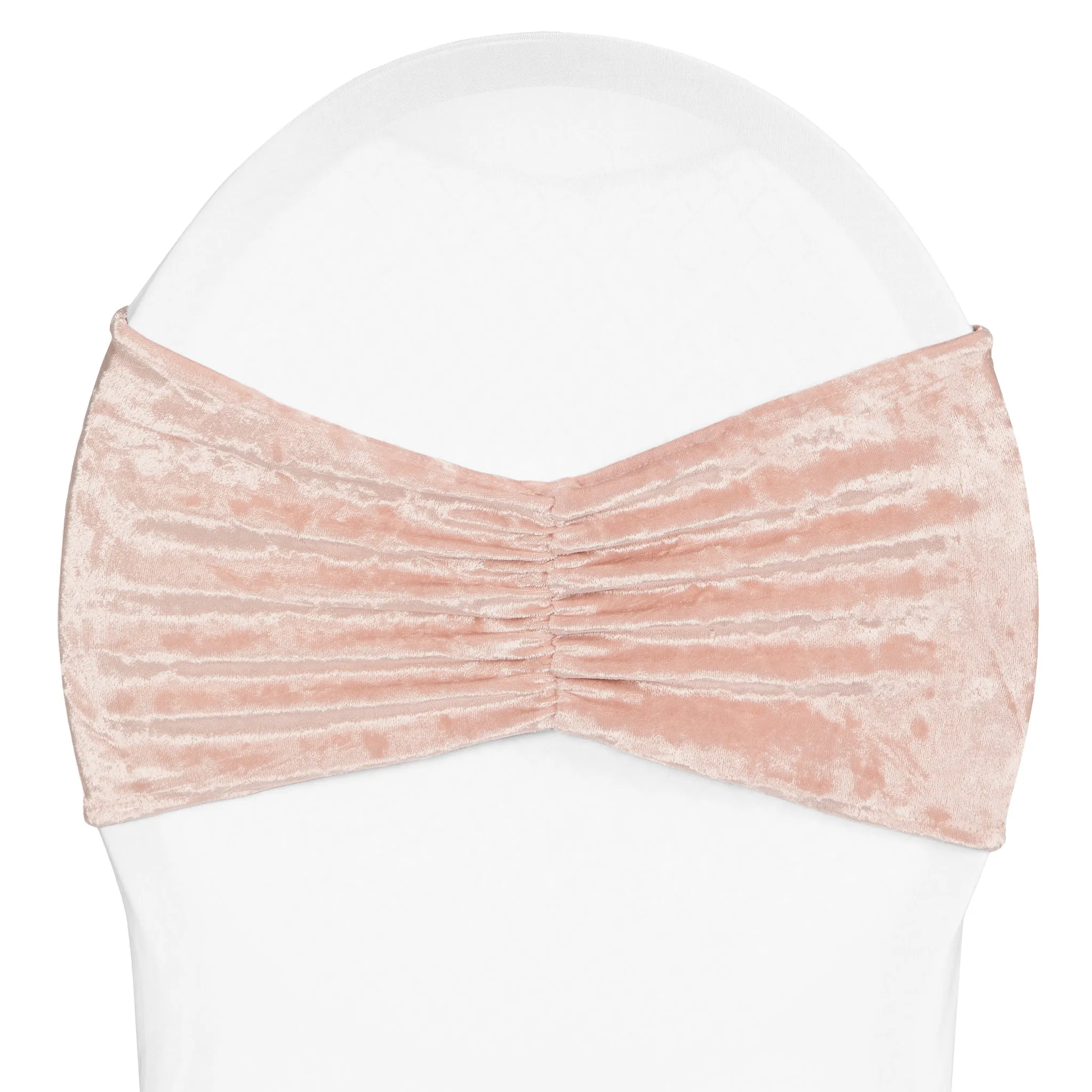 Velvet Ruffle Stretch Chair Band - Blush/Rose Gold